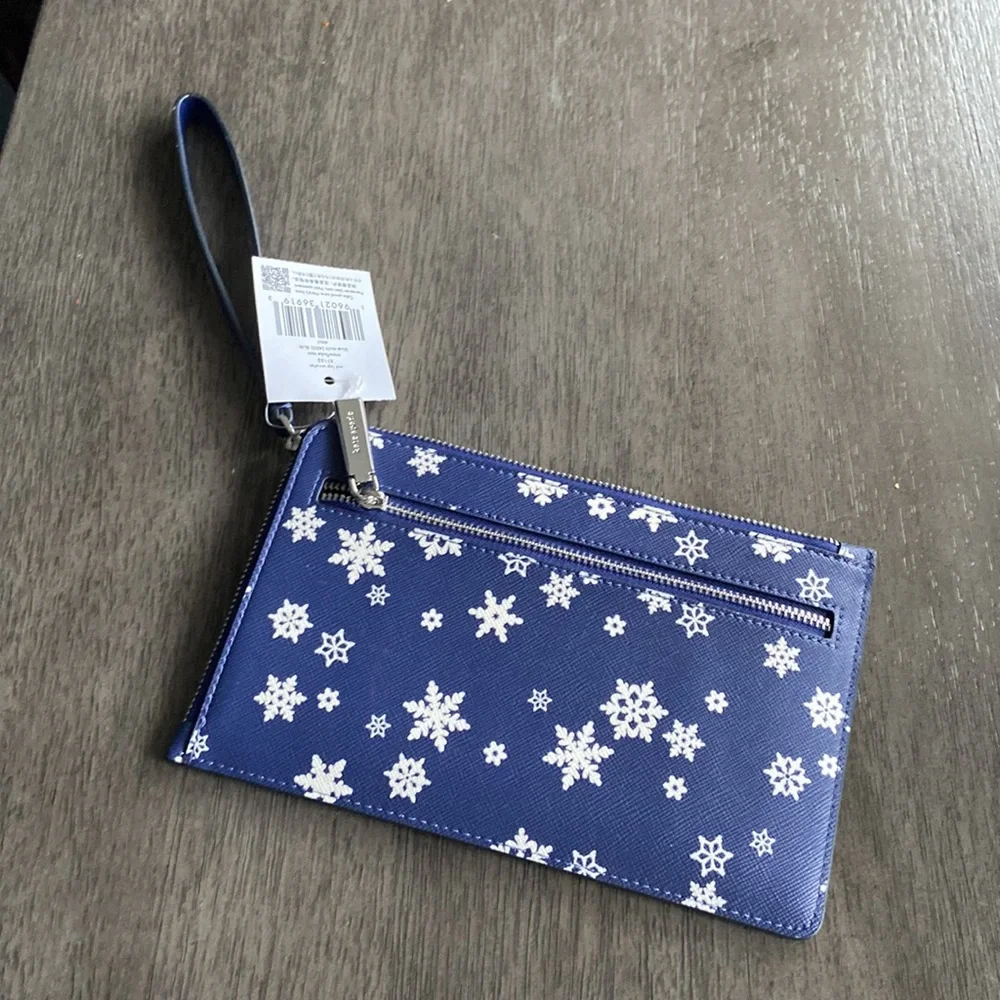 NWT Kate Spade Staci Snowflake Toss Medium L-zip Wristlet
